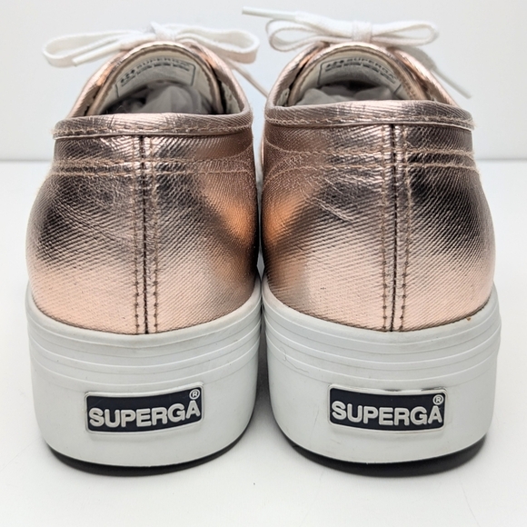 Superga Sneakers Platform Rose Gold Metallic Women's Size 8 - Picture 7 of 10